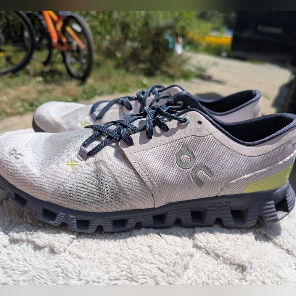 On Running Women's Sneakers - Light Pink, Gray, Neon Yellow